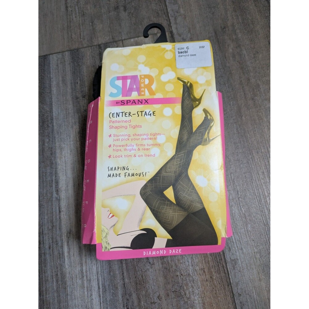 NWT Spanx Star Power Women's Tights Center Stage Diamond Daze (C) NEW Black